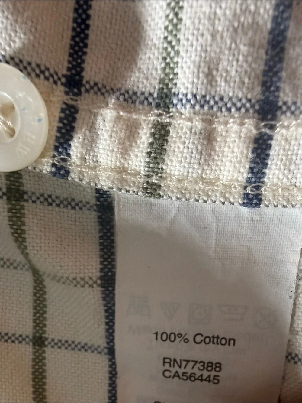 J. Crew Men's Cream Button-Down Shirt with Blue X-Large